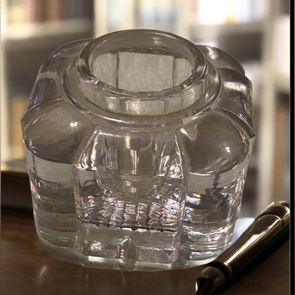 Vintage Art Deco Glass Ink Well 2 ΒΎβ Calligraphy #7958 π SALE
